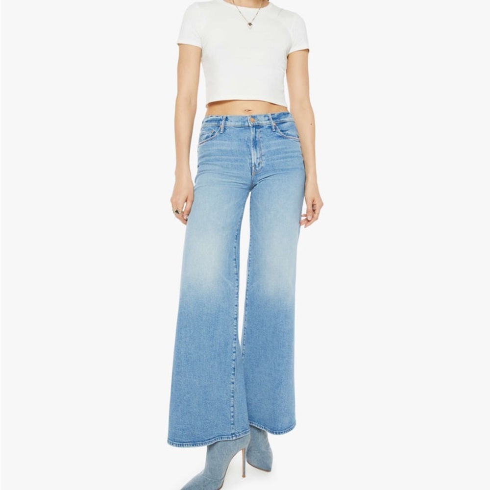 MOTHER Light Blue Wide Leg Flare Jeans